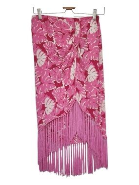 Michael Kors silk pink fringe resort wear skirt